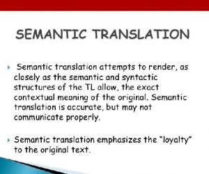 slide showing definition of semantic translation as a translation method